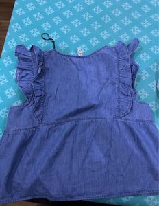 H&amp;M Frill-Trimmed Cotton Poplin Top (S)
