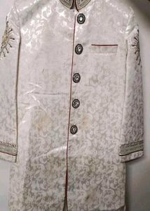 Men's Sherwani Jacket - Cream Brocade