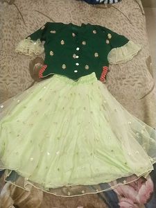 Party Wear Dress Cute Green &amp; Lime Kids Outfit