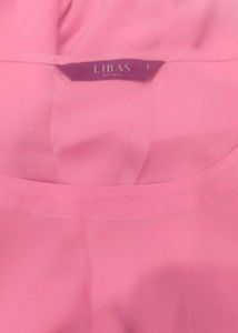 Libas- Pink Sleeveless Long Kurta (Size-L)