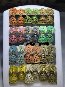 Assorted Peacock Jhumka Earrings Set in 12