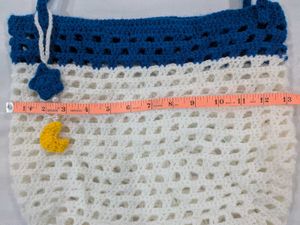 Crochet Celestial Theme White-Blue Tote Bag