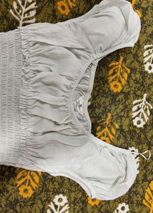 Cute Smocked Puff Sleeve Crop Top