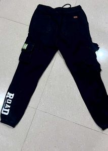 100% Cotton Black Cargo Pants for Men