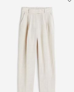 Cream Wide Leg Linen Pants