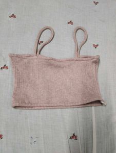 Ribbed Crop Top with "Thin Love" Embroidery