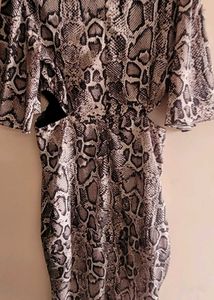 Snake Print Cut-Out Midi Dress