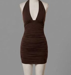 H&amp;M Brown Halter Neck Bodycon Dress