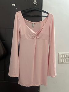 pastel Pink Twist Front newme mini dress