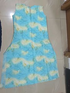 Blue Floral Print Dress Material