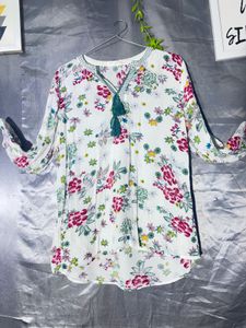 Boho Floral Print Tunic Top