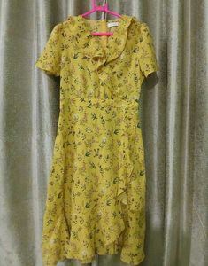 Floral Yellow Wrap Dress