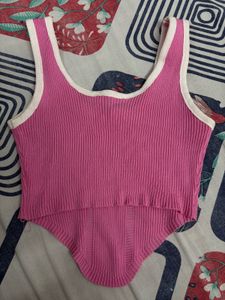 Crop Pink Ribbed Tank Top