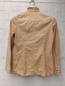 New with tag Korean Ribbed Ruffle Button-Up Shirt