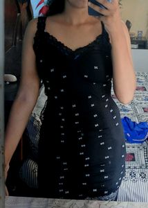 Black Lace Trim Slip Dress