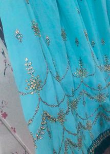 Teal &amp; Gold Embellished Salwar Kameez