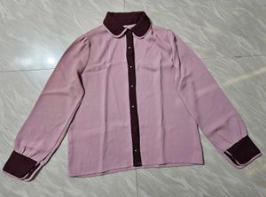 Pink Formal Top with Contrast Collar