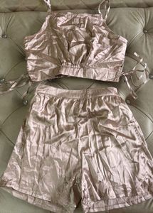 Silky Crop Top &amp; Shorts Set