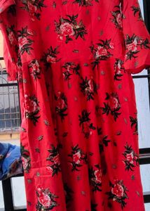 Red Floral Print gown