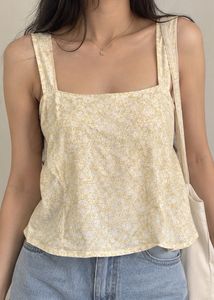 Cute Yellow Floral Camisole Top
