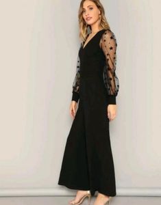 Chic Black Jumpsuit with Star Sleeves