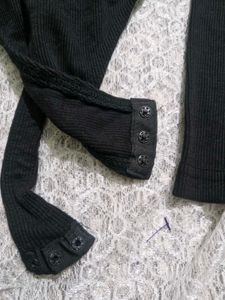 Black Zip Front Bodysuit