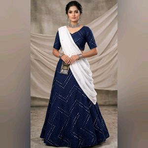 Blue Chaniya choli Without Dupatta