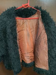 Black fur crop jacket