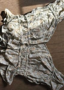Sheer Floral Ruched Top