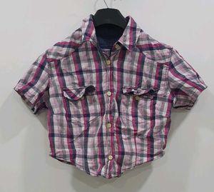 Trendy Multi-Color Plaid Crop Shirt
