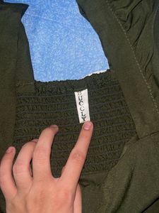 Olive Green Flutter Sleeve Dress