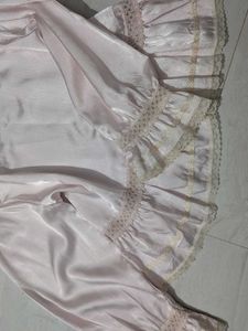 Women's Pink Satin Ruffled Blouse
