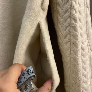 Cream Cable Knit Sleeve Trench Coat