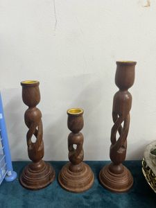 Wooden Candle Holders Set of 3