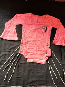 Pink Bell Sleeve Top with Trendy Straps