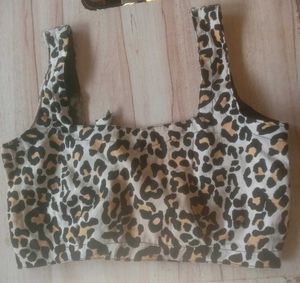 Leopard Print Blouse / Top With Back Tie