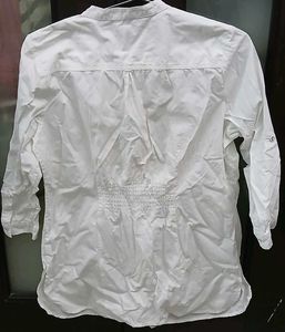 Elegant Embroidered White Cotton Tunic Top
