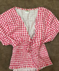 ˚⊱🍓⊰˚Pink Gingham Crop Top