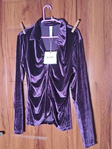 Free delivery Velvet Ruched Long Sleeve Top