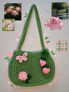 Handmade Crochet Shoulder Bag with Cute Charms