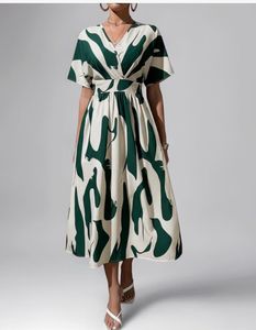 Stylish Abstract Print Midi Dress