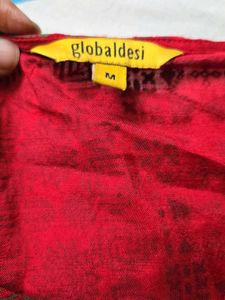 Vibrant Red Printed' Global Desi'  Sleeveless Gown