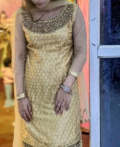 Golden Sharara Set For Women