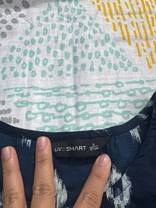 Navy Blue Ikat Print Kurta