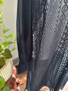 Elegant Navy Blue Lace Kurta