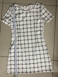 White Checked Mini Dress
