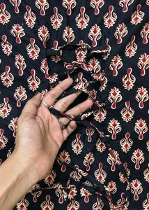 Black Printed Kurta[Adjustable Waist]