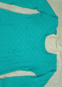 Teal Textured Kurta with salwar