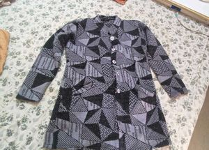 Geometric Print Button-Up Cardigan