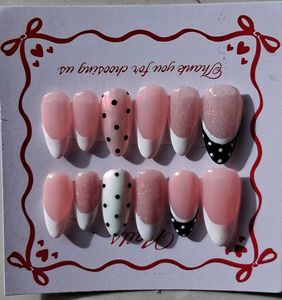 polka dot press on long almond